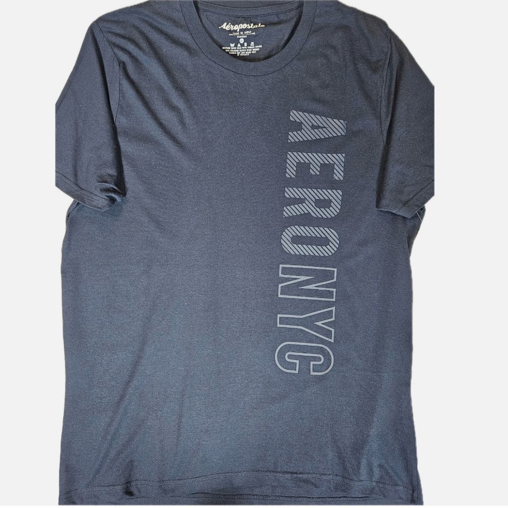Aeropostale Shirt Mens XL Blue AERO NYC‎ Vertical Graphic Tee Crewneck Casual